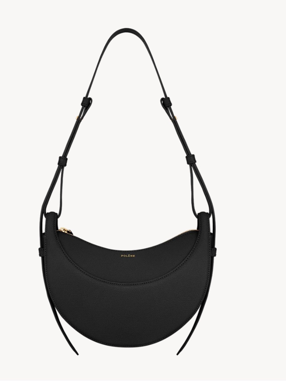 Polène Paris Numéro Dix Bag Textured Black Leather Half Moon NWOT